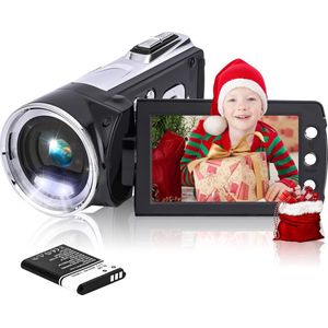 Upgraded Videocamera Camcorder voor Beginners en Studenten - Full HD Beeldkwaliteit - Eenvoudig te Gebruiken - Draagbaar Design - Creatieve Opnamemodi - Inclusief Accessoires