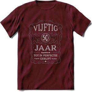 50 Jaar Legendarisch Gerijpt T-Shirt | Donkergrijs - Grijs | Grappig Verjaardag en Feest Cadeau Shirt | Dames - Heren - Unisex | Tshirt Kleding Kado | - Burgundy - S