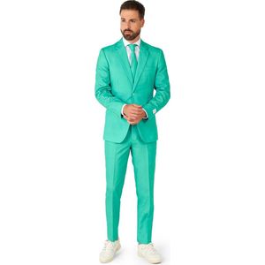 OppoSuits Trendy Turquoise - Heren Pak - Casual Effen Gekleurd - Turqouise - Maat: EU 46