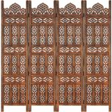 vidaXL - Kamerscherm - 4 - panelen - handgesneden - 160x165 - cm - mangohout - bruin