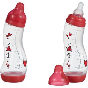 Difrax Babyfles 250 ml Natural - S-fles - Anti-Colic - I Love You - 2 stuks