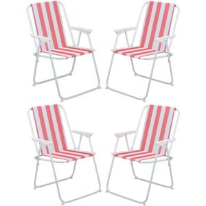 Lifetime Garden Camping/strand stoel - 4x - aluminium - inklapbaar - rood - 51 x 46 x 76 cm - buitenstoelen