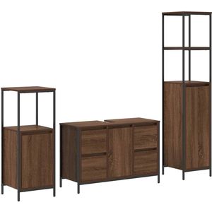 vidaXL Badkamermeubelset - Bruineiken - Hout - 3-delig