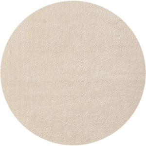 Olivia Tapijt woonkamer beige 120x120 cm - modern zacht effen pluizig - laagpolig antislip - wasbaar tot 30 graden - 100% polyester