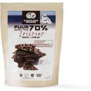 Chocolatemakers chocozeiltjes puur 70% met zeezout en nibs 100 gram