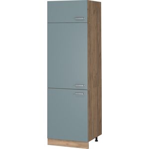 Vicco Koelkast ombouwkast R-Line, Blauw-grijs/Krachtige eik goud, 60 cm