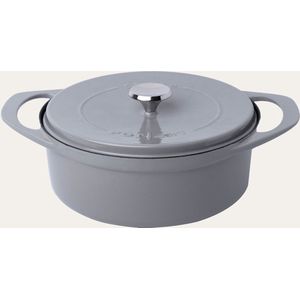 POT ART Gietijzeren braadpan - 24 cm - 11 cm hoog - 4 liter - inductie - Kleur Stone (Grijs)