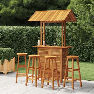 The Living Store 5-delige Tuinbarset massief acaciahout - Tuinbarset - Acacia Hout - Buitendining - Terrasfurniture - Lounge Set