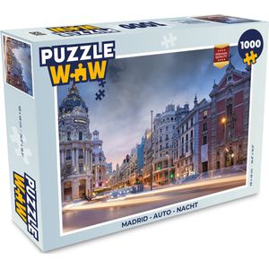 Puzzel Madrid - Auto - Nacht - Legpuzzel - Puzzel 1000 stukjes volwassenen