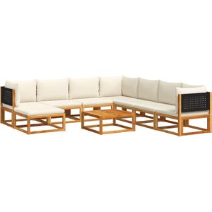 The Living Store 9-delige Loungeset met kussens massief acaciahout - Loungebank - Tuinset - Acacia Hout - Buitendecoratie - Lounge Set