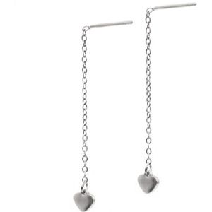 Zilveren oorbellen chain heart