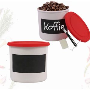 2 Stuks - Porseleinen Opbergpot Met Krijt Label – 850 ML – Luchtdichte Voorraadpot – Stapelbare Container – Ideaal Voor Droogwaren, Snacks en Vloeistoffen