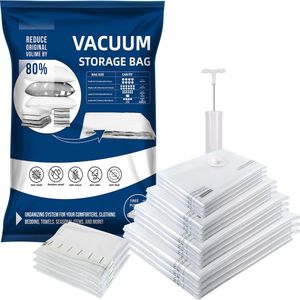 Ruimtebesparende Vacuümzakken Set – 15-delig – Met Handpomp – Voor Kleding, Beddengoed & Reizen – Diverse Maten – Herbruikbaar & Luchtdicht