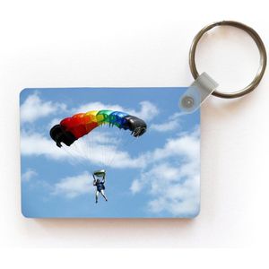 Sleutelhanger - Kleurrijke parachute van een parachutist - Uitdeelcadeautjes - Plastic