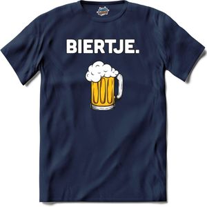 Biertje - Bier kleding cadeau - bierpakket kado idee - grappige bierglazen drank feest teksten en zinnen - T-Shirt - Heren - Navy Blue - Maat XL