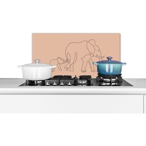Spatscherm keuken 60x30 cm - Kookplaat achterwand Olifant - Simpel - Minimalisme - Muurbeschermer - Spatwand fornuis - Hoogwaardig aluminium