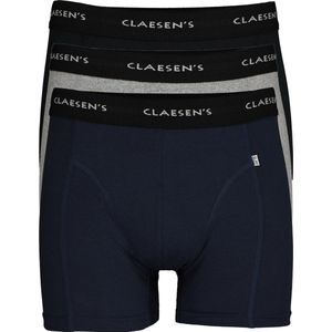 Claesen's Basics boxers (3-pack) - heren boxers lang - zwart - grijs en blauw - Maat: M