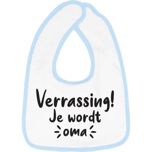 Hospitrix Slabbetje met tekst ""Verrassing! Je wordt oma! "" Blauw - Cadeau Zwangerschap - Baby Kwijldoek - Kwijllap - Morslap - Bavette - Bekendmaking - Aankondiging - Aanstaande Moeder - Moederdag