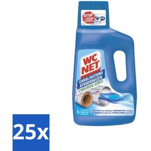 WC Net - Ontstopper - Afvoerbuizen onderhoud - Biologische Formule - 1L - Bulkverpakking - 25 stuks