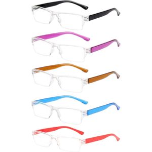 XYZ Eyewear Set van 5 Leesbrillen +3.00 - Dames - Heren - Leesbrillen - Trendy - Lees bril - Leesbril met sterkte - Voordeel - Randloos - Met sterkte +3.00