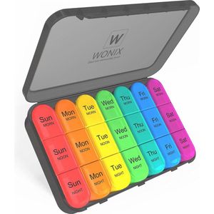 Wonix® - Pillendoos - Medicijndoosje 7 dagen - 3 Vakken - Multi Kleuren