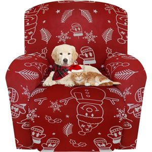 Stretchhoes voor relaxstoel, Kerstmis, stretch, fauteuilhoes, relaxstoel, stoelbeschermer voor relaxstoel, 6-delige set met zijzak, antislip, kerstmotief, sneeuwvlokken