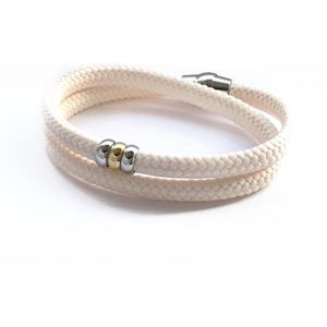 NIEUW - Jolla - dames armband - wikkelarmband - zilver - touw - bedels - Basic Rope - Creme/Zilver