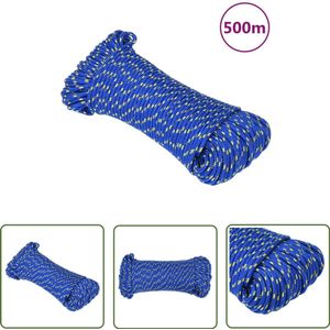 The Living Store Boottouw 3 mm 500 m polypropyleen blauw - Scheeps Touw - Boattouw - Polyester Touw - Vaarspullen - Maritiem Touw