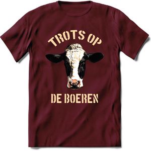 T-Shirt Knaller T-Shirt|Trots op de boeren / Boerenprotest / Steun de boer|Heren / Dames Kleding shirt Koe|Kleur Burgundy|Maat XXL