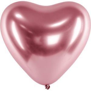 Partydeco - Ballonnen Chrome Glossy Hart Rose Goud (50 stuks)