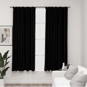 The Living Store verduisterend gordijn - linnen-look - 140 x 175 cm - zwart