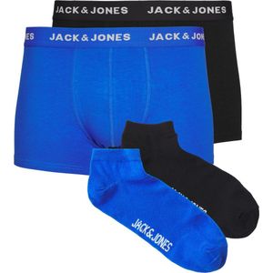 JACK & JONES Jacdavid solid weekendset (2+2-pack) - heren boxers en enkelsokken - kobalt blauw en zwart - Maat: M