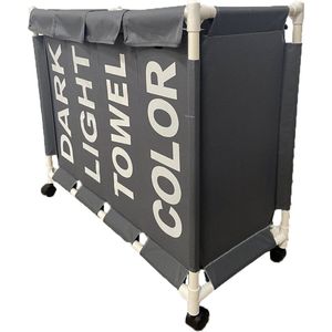 Wasmand met deksel 120 liter - Wassorteerder 4 vakken op wieltjes - Dark | Light | Towel | Color|