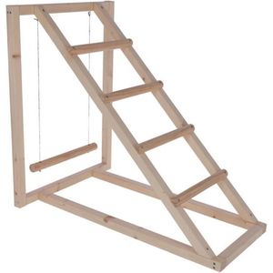 Klimtoren voor kippen - KERBL - 85 x 55 x 76 cm - Met schommel - Robuuste ladder