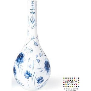 Design fles Bottle - Fidrio DUTCH BLUE - HANDPAINTED - glas, mondgeblazen - hoogte 60 cm