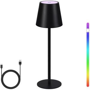 NETTLIFE Tafellamp Oplaadbaar - RGB - Touch dimbaar - Zwart - 2W - Metaal - USB buitenlamp - IP54 - Draadloos Bureaulamp - 37.5cm