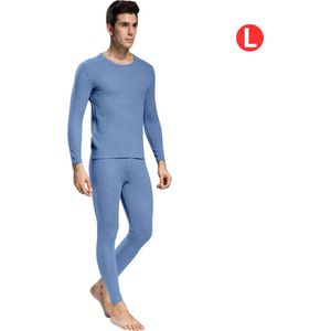 Thermokleding Set - Thermobroek - Thermoshirt - Thermo - Beenverwarmers - Voor Heren - Fleece - Broek + Shirt - Lichtblauw - Maat L