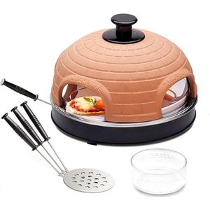 Pizzarette – voor 4-6 Personen – Pizza Oven – Elektrische Mini Oven – Mobiele Steenoven voor Thuis – Compact – Klassiek Design – Incl. Pizza-pannetjes