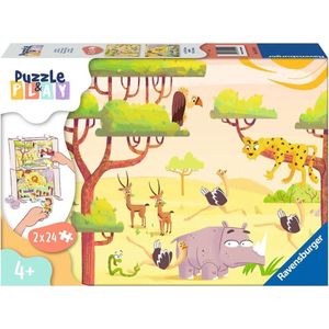 Ravensburger puzzel Puzzle & play Safari - Legpuzzel - 2x24 stukjes