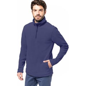 Kariban Fleece trui - marine blauw - halve ritskraag - warme winter sweater - heren - polyester L