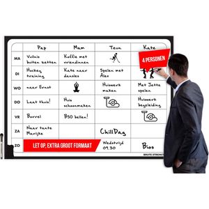 Brute Strength - Magnetisch Weekplanner whiteboard (12) - 91 x 67 cm - Planbord - Familieplanner - Gezinsplanner - To Do Planner - Extra groot formaat