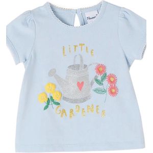 Kort T-shirt voor meisjes met glitter en bloemen