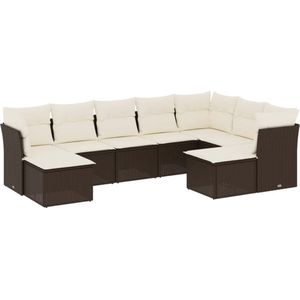 vidaXL-9-delige-Loungeset-met-kussens-poly-rattan-bruin