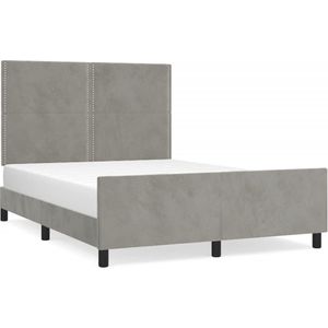 vidaXL Bedframe met hoofdeinde fluweel lichtgrijs 140x200 cm