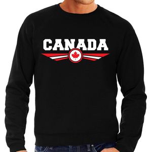 Canada landen sweater met Candese vlag - zwart - heren - landen sweater / kleding - EK / WK / Olympische spelen outfit XXL