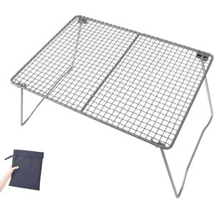 Grill Plaat Mini Barbecue Pan - Houder Met Opvouwbare Poot - Lichtgewicht - Camping Tafel voor Strand Picknick Outdoor Keuken Ti15160I