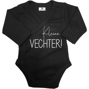 Prematuur overslag romper-Kleine Vechter!-maat 48-unisex-zwart-wit