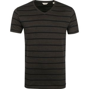 Dstrezzed - T-shirt Strepen Donkergroen - Heren - Maat M - Modern-fit