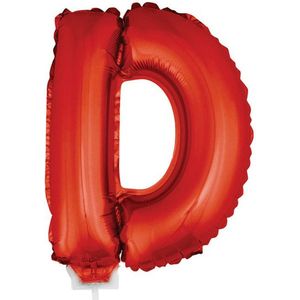 Rode opblaas letter ballon D op stokje 41 cm