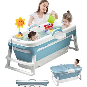 Opvouwbare badkuip voor peuters-Kinderen-Petite volwassenen-Lichtgewicht draagbare badkuip-Verwijderbare hoes-118x62x54 CM Babybad